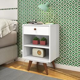 Mesa de Cabeceira Retro Plus Branco MDF/MDP 42cm Olivar - 1