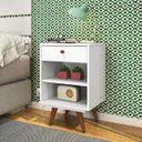 Ver imagem 1 de Mesa de Cabeceira Retro Plus Branco MDF/MDP 42cm Olivar