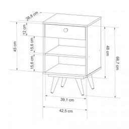 Mesa de Cabeceira Retro Plus Branco MDF/MDP 42cm Olivar - 3
