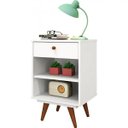 Ver imagem 2 de Mesa de Cabeceira Retro Plus Branco MDF/MDP 42cm Olivar