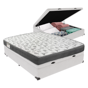 Cama Box Baú Viúvo Branco e Colchão Iso 100 D33 Ortobom