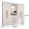 Guarda-roupa Araplac 4 Portas e 4 Gavetas com Espelho - Branco ou Branco/lilás - 3