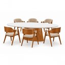 Ver imagem 4 de Conjunto de Jantar Malva 6 Lugares Tampo em Vidro com Cadeiras Estofadas Bege 180cm Imperial Móveis