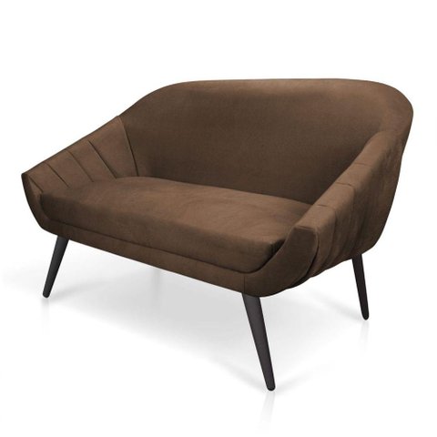 Namoradeira Giovana 02 Lugares Suede de Ferro Marrom