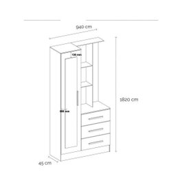 ARMARIO COMODA MULTIUSO 1 PORTA BRISA BRANCO - DEMÓBILE - 5