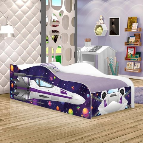 Cama Nave Star Force Kids Solteiro com Colchão