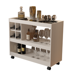 Aparador Bar com Adega 03 Repartições e Rodízios JB 4050 Pérola - 4