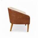 Ver imagem 5 de Poltrona Sala Decorativa Stella Pé Madeira Trapézio Castanho Sintético Pu Nozes/linho Bege D03 - D'r