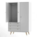 Ver imagem 3 de Guarda-Roupa Solteiro 3 Portas 3 Gavetas Retrô 20 Olivar