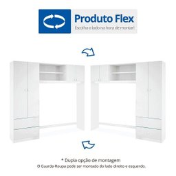 Guarda-Roupa Infantil 4 Portas 2 Gavetas Ternura Flex Peternella Móveis - 3