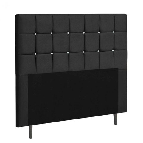 Cabeceira Estofada Espanha 100cm Solteiro Strass Suede Preto