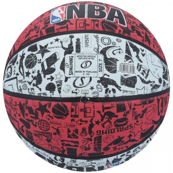 Bola de Basquete Spalding Graffiti Tam 7 Preta e Vermelha 