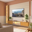 Ver imagem 1 de Estante Home Theater para TV até 84 Polegadas Suspensa 2 Portas com LED e Vidro Reflecta 255x218cm