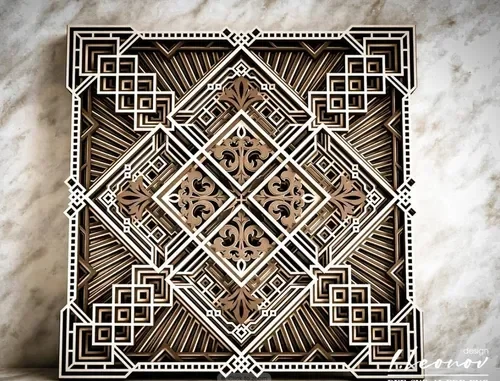 Mandala quadrada losangos em camadas Amd MD011 29cm - 1