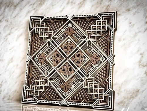 Mandala quadrada losangos em camadas Amd MD011 29cm - 3