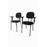 Kit 2 Cadeira Palito com Braço Regulável para Recepção Sala de Espera Tecido Preto - 1