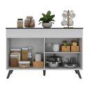 Ver imagem 4 de Balcão Cozinha Gabinete Pia 120 Cm 2 Portas Veneza Multimóveis Mp3738 Branco/preto