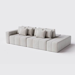 Sofá Modulado Ilha Santorini 2,50m X 1,60m em Boucle Bege - Home Mobily