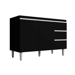 Balcão Gabinete de Pia para Cozinha sem Tampo 120cm Andréia Preto Fosco- Mabe Magazine - 2