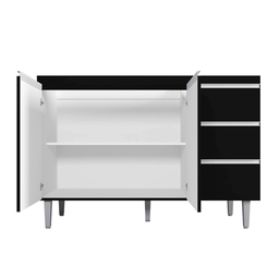 Balcão Gabinete de Pia para Cozinha sem Tampo 120cm Andréia Preto Fosco- Mabe Magazine - 4