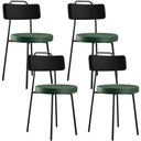 Ver imagem 1 de Kit 04 Cadeira Estofada Para Sala Jantar Barcelona L02 Couríssimo Preto Facto Verde Musgo - Lyam