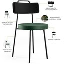 Ver imagem 4 de Kit 04 Cadeira Estofada Para Sala Jantar Barcelona L02 Couríssimo Preto Facto Verde Musgo - Lyam