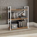 Ver imagem 1 de Estante Industrial Metal e Madeira Organizador Baixo 85x72cm Canela/branco