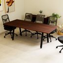 Ver imagem 1 de Mesa Reunião 8 Lugares 230cm com Espelho Central para Embutir Tomada Escritório Industrial Executive