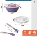 Ver imagem 2 de Kit Refeição Infantil Criança Bebê 3 Peças C/ Talher Ventosa Rosa