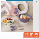 Ver imagem 7 de Kit Refeição Infantil Criança Bebê 3 Peças C/ Talher Ventosa Rosa