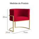 Ver mais imagens de Kit 02 Poltronas Decorativa Luana Luxo Veludo Cores - DS Estofados - Vermelho