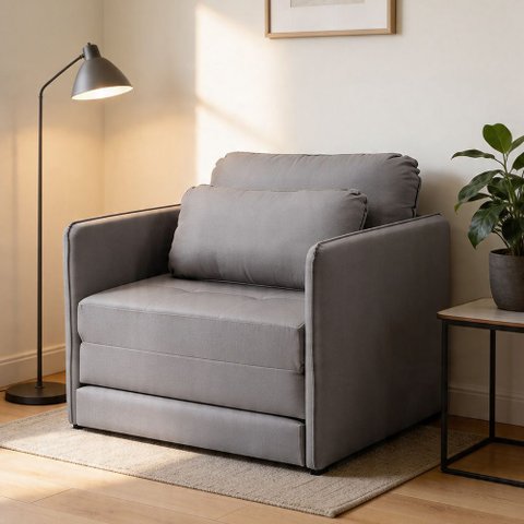 Poltrona Cama Solteiro Retrátil 1 Lugar 102cm Zora K01 Linho Soft Grafite - Lyam Decor