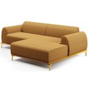 Ver imagem 1 de Sofá 4 Lugares Chaise Direito Sala Molino 265cm D02 Pés D\'ouro Prime Bouclê Mostarda Pb-03