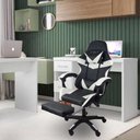 Ver imagem 7 de Cadeira Gamer Stillus Ergonômica com Apoio para Os Pés Preto e Branco
