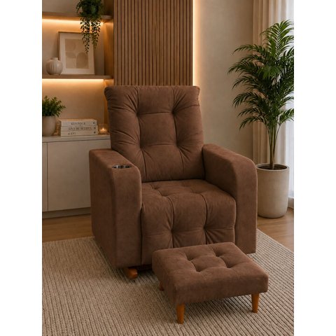Poltrona de Amamentação Paris com Balanço e Puff Suede Premium | Conforto, Elegância e Qualidade