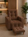 Ver imagem 1 de Poltrona de Amamentação Paris com Balanço e Puff Suede Premium | Conforto, Elegância e Qualidade