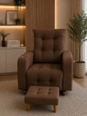 Ver imagem 3 de Poltrona de Amamentação Paris com Balanço e Puff Suede Premium | Conforto, Elegância e Qualidade