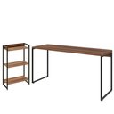 Ver imagem 1 de Kit Escritório Estante Areta 3 Prateleiras com Mesa Industrial Aspen 150cm C01 Nogal - Lyam Decor