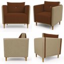 Ver imagem 2 de Kit 2 Poltronas Aviv para Sala Escritório Recepção Linho Terracota Premium Easy Clean Corino Caramel