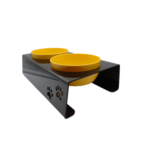 Comedouro duplo para cães e gatos com 2 potes