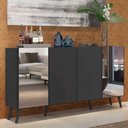 Ver imagem 3 de Aparador Buffet Retrô com Espelho Multimóveis Vegas FG3562 Preto