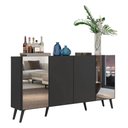 Ver imagem 1 de Aparador Buffet Retrô com Espelho Multimóveis Vegas FG3562 Preto