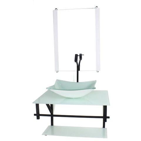 GABINETE DE VIDRO PARA BANHEIRO 60CM AP CUBA RETANGULAR BRANCO FULL