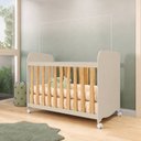 Ver imagem 1 de Berço Americano com Rodízios 100% MDF Mimo Espresso Móveis Bege Off White/Amêndoa