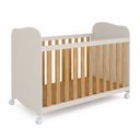 Ver imagem 2 de Berço Americano com Rodízios 100% MDF Mimo Espresso Móveis Bege Off White/Amêndoa