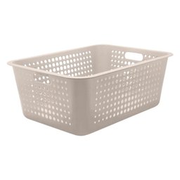 Kit 4 Caixas Organizadoras 40l Maxi Bege Cesto Plástico com Alça Lateral Multiuso Organizador ou - 2