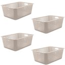 Ver imagem 1 de Kit 4 Caixas Organizadoras 40l Maxi Bege Cesto Plástico com Alça Lateral Multiuso Organizador ou