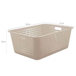 Kit 4 Caixas Organizadoras 40l Maxi Bege Cesto Plástico com Alça Lateral Multiuso Organizador ou - 4