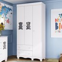 Ver imagem 1 de Guarda-roupa Infantil 92cm com Vidro 3 Portas e 2 Gavetas Ternura Multimóveis Mp4477 Branco
