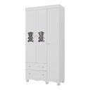 Ver imagem 2 de Guarda-roupa Infantil 92cm com Vidro 3 Portas e 2 Gavetas Ternura Multimóveis Mp4477 Branco